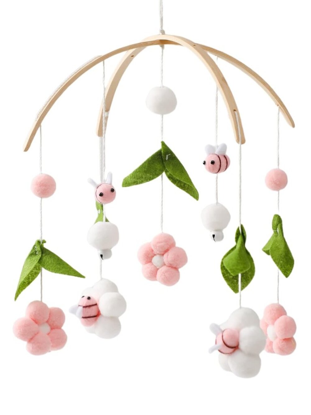Baby Mobile for Crib, Crib Nursery Mobile for Boys Girls, Boho Bee Flower Nurser